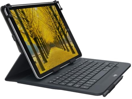 Logitech Universal Folio | Tablet Case - für 9 bis 10 Zoll Tablets | Kabelloser Bluetooth Tastatur | für Apple - Android - Windows | in Italienisch QWERTY-Layout - schwarz【Bulk - ohne Verpackung】