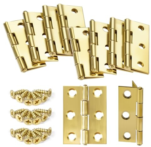 10 Scharniere Klappbar, 44×32×1mm Faltbar Gold Scharnier Edelstahl, | 270° Scharnierband Klein mit 72 Stück Schrauben, Türscharniere für Türen, Fenster und Schränke