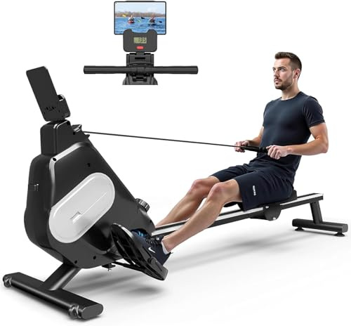 Botifly Rowing Machine for Home Gym, Dual Slide Rails Magnetic Rower Machine with 16 Levels of Quiet Resistance,Max 350LBS/160KG Weight Capacity
