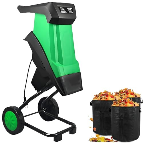 AityBuy Trituratore Elettrico per Foglie, Trituratore per Legno E Cippatore - Trituratore per Rami da Giardino con Diametro di Taglio di 1,57 Pollici, con Ruote,per Foglie, Erba