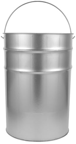 VILLCASE Bidone Spazzatura Esterno in Metallo Zincato Antiruggine con Manico Secchio Porta Rifiuti da Giardino Grande Capacità e Resistente per Uso all Aperto