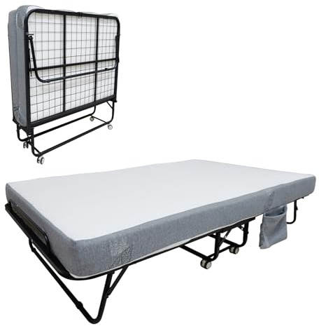 CuisinSmart 75 x 31 Folding Bed with Mattress, Portable Foldable Bed with 5 Memory Foam Mattress and Metal Frame for Adults, Roll Away Guest On Wheels, Space Saving (75 x 31)