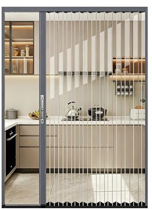 pujindu Puerta Plegable Exterior Impermeable Tipo Acordeón, Puerta Corredera Plegable Con Cerradura, Mampara Divisoria Retráctil Para Cocina/balcón/tienda.(25x40in)