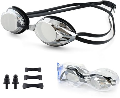 TULPRA Gafas de natación ligeras, antivaho, sin fugas, protección UV, correa de silicona ajustable para adultos, hombres, mujeres y jóvenes