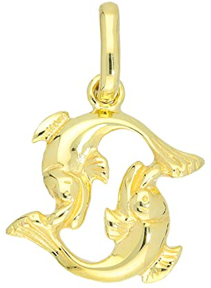 My Gold Damen Herren Kinder Anhänger Sternzeichen 375/585 / 750 Echtes Gold (9/14 / 18 Karat) Massiv 14 x 14mm Klein Kettenanhänger Majestico