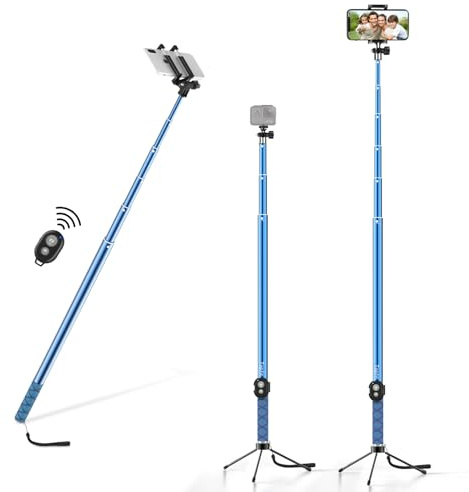118'' 9.8ft Long Selfie Stick for iPhone, Android, Extended Super Long Pole, Selfie Stick Tripod with Remote, for Selfies/Video Recording, Includes Phone Tripod, Bluetooth Wireless Remote (20 to 118)