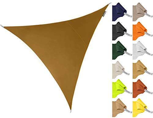 Kookaburra 3.6m Triangle Water Resistant Garden Patio Sun Shade Sail Canopy 96.5% UV Block with Free Rope (Mocha Brown)