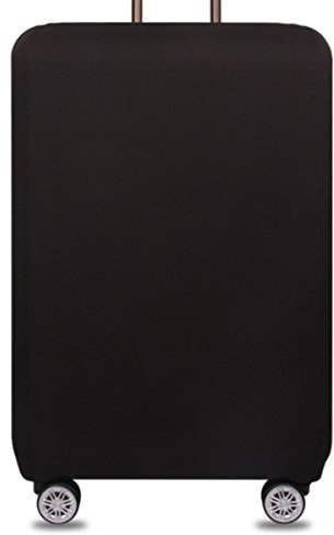 YianBestja Elastisch und Einfarbig Kofferhülle Koffer Abdeckung Schutzhülle Kofferschutzhülle Kofferbezug Luggage Gepäck Cover mit Band und Klettverschluss (Schwarz, L (25-28 Zoll))