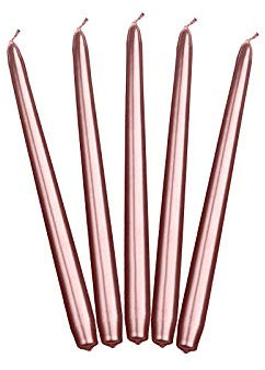 PartyDeco Spitzkerze 24 cm 10Stk. | Roségold Metallic