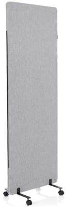 hjh OFFICE Mobile Akustik Trennwand einzeln 177 x 60 cm FLEXMIUT Stoff Hellgrau Raumteiler Mittelpanel mit Rollen & Gleiter 891004