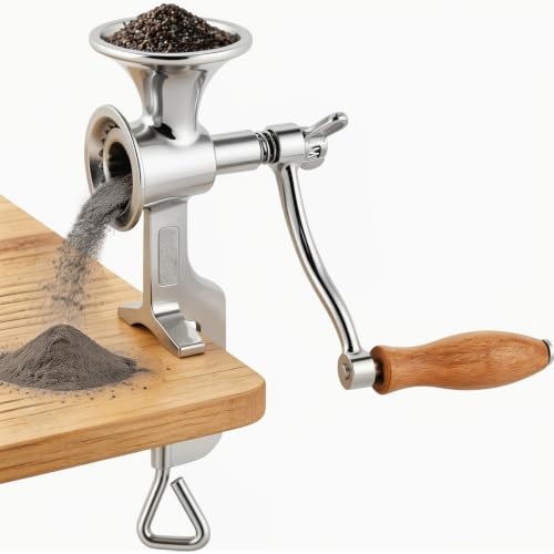 Moongiantgo Manuelle Getreidemühle Handkurbel Getreidemühle Edelstahl Heim Küche Mahlwerkzeug für Kaffee Mais Reis Sojabohnenuss Weizen Gewürzfutter 7.4cm/2.9inch Caliber Slivery