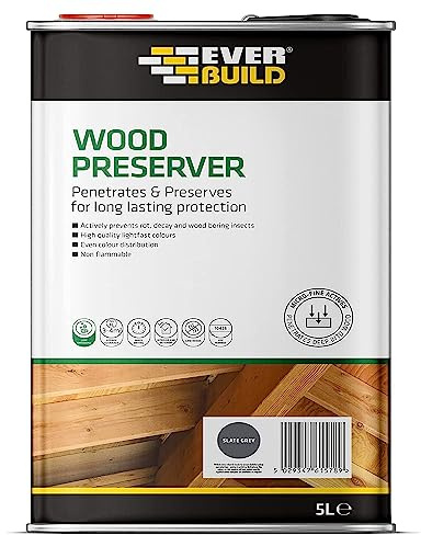 Everbuild Wood Preserver – Interior And Exterior Use – Low Odour – Quick Drying – Long Lasting Protection – Slate Grey – 5 Litres | Interior And Exterior Use – Low Odour – Quick Drying
