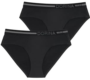 Dorina Perioden Unterwäsche Slip, Menstruation Unterhosen Absorbierender Hipster, 2er Pack, ECO Moon, Schwarz/Schwarz, XS