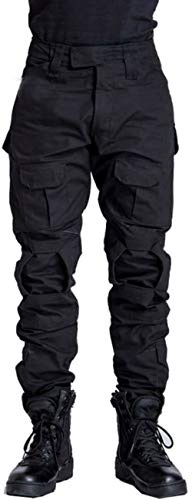 FENG Pantalones militares tácticos de camuflaje para hombre, pantalones de camuflaje Adventure, pantalones de exterior, multibolsillos, transpirables pantalones de caza, Hombre, negro, 36