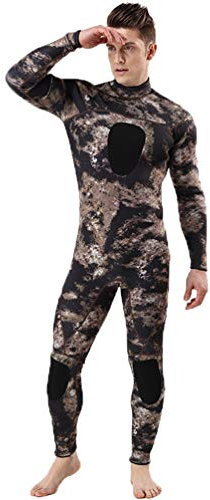 Wenchuang Muta Monopezzo Uomo, Full Muta da 3 mm Camuffare Termico con Cerniera per Snorkeling, Subacquea e Altri Sport in Acqua (Style#4, L)