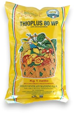 Mannino THIOPLUS 80WP Zolfo Idrosospensibile Concime per Agricoltura Biologica per Orto e Giardino, uso professionale, formato da 1 kg