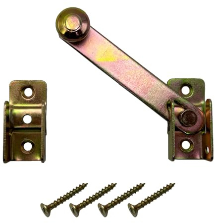 BRESKO Gartentorfalle 120x20mm gelb verzinkt Torriegel mit Schrauben Gartentor Riegel Torverschluss Stahlriegel dekorativer Türverschluss witterungsbeständig für Zaun Tor Tür Pforte Fensterladen