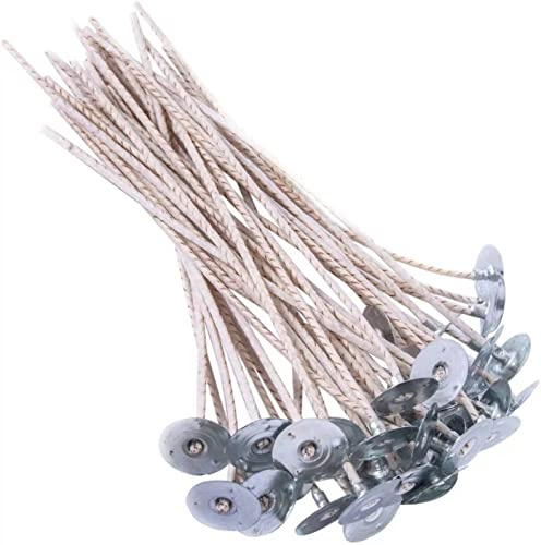 100 mechas ECO8 para Velas de Soja, mechas de Vela preenceradas de 6 Pulgadas para Hacer Velas, mechas Gruesas de Vela con Base