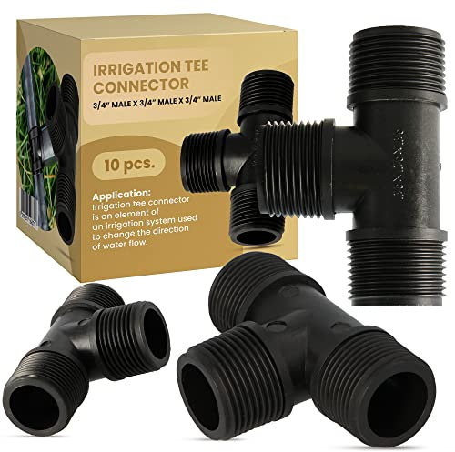 10 Connettori a T in Polietilene PVC 3/4 AG per Sistema di Irrigazione da Giardino
