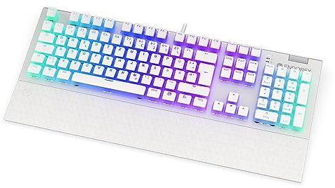 ENDORFY Omnis DE Kailh Brown Onyx White Pudding, mechanische Switches Kailh Brown, verstellbare magnetfüße, Mechanische Fullsize-Tastatur, Deutsches Layout QWERTZ | EY5D032