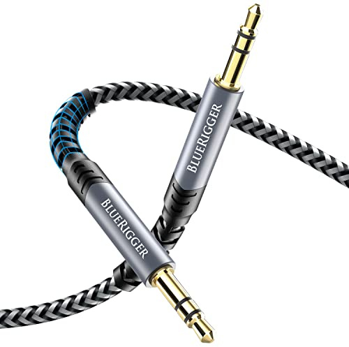 BlueRigger 3.5mm Stereo Audio Cable (6M, 24K Gold Plated Jack, Auxiliary Cable, Male to Male, Hi-Fi Sound) – Aux Cord for Headphones, Home Car Stereo, Speaker, Amplifier, Phones, Tablets, Laptops