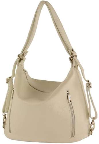 modamoda de T249 Damen Leder Rucksack Schultertasche 2in1, handmade in Italy