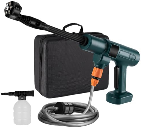 Roadtime Hidrolimpiadora a Batería, Pistola Presion Agua Portátil sin escobillas Compatible con Makita 18V batería, 2 Modos con Manguera de 5m, Boquilla 6 en 1, Filtro, Jarra de Espuma