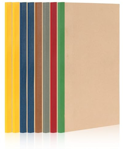 HOMEMARS Notizbuch, Notizbuch A5, Notizblock, Kraft Cover Notizheft, 8 Notizbücher Set, Liniert a5, Heft, Notizheft, Notizbücher, Notebook, Büro, Reisen, 80 Seiten, Back to School Geschenk