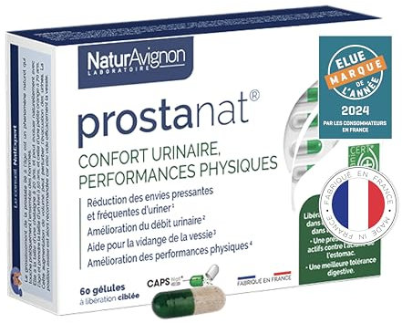 NaturAvignon Prostanat | Complement alimentaire Prostate Confort urinaire homme, Performance physique | Saw Palmetto (palmier nain) graine de courge (huile de pepin de courge) Ginseng Zinc | 60gélules