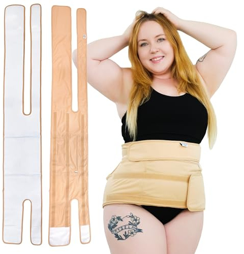 Sentre Übergroße Rizinusöl-Packung, verstellbare Riemen für Größen L-5X (bis zu 170,2 cm), Bio-Baumwollflanell innen, auslaufsichere Außenseite, maschinenwaschbar (Khaki)