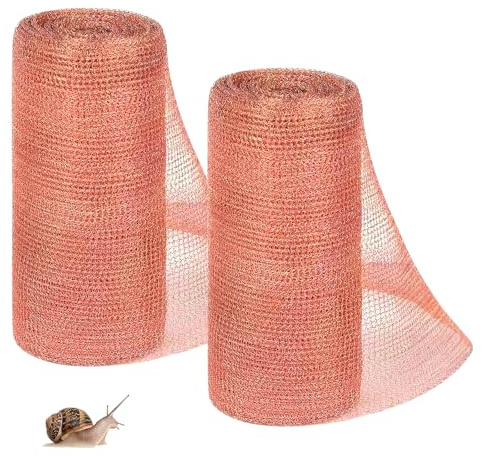 2 Pcs Kupferband Gegen Schnecken, 6m Kupfergitterrolle, Kupfergeflecht Kupfergitterrolle, Reines Kupfergeflecht, Kupfernetz Gegen Schnecken, Schneckenabwehr Schneckenschutz Hochbeet, Schneckenzaun