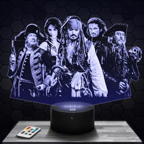 Lampephoto.fr - Piraten Karibik 3D Lampe, Touch Nachtlicht, Dekoration Jungen Mädchen Lampe 3D Film Serien Piraten Karibik Geschenkidee Dekoration Nachtlicht originelle Schreibtischlampe
