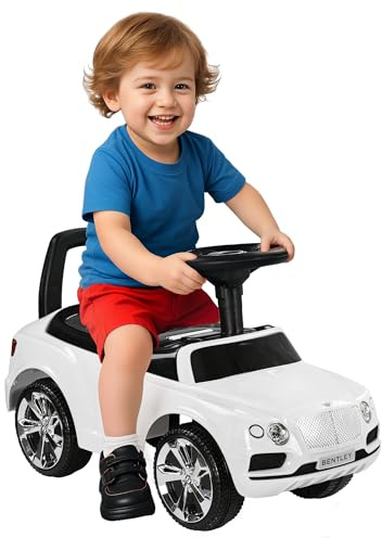 AIYAPLAY Bentley Bentayga Licensed Ride on Car, Foot to Floor Sliding Car with Under Seat Storage, Music Horn, for Toddler from 18 to 36 Months - White
