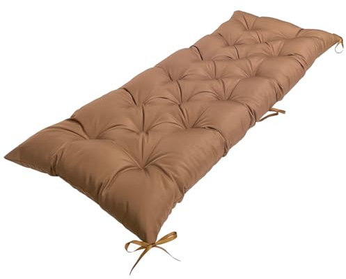 Dazzluxe Anti-Rutsch-Bankkissen Mit Bändern, wasserdichte Outdoor-Korbsessel Kissen Schaukelkissen, Terrassenmöbel Kissen Für Garten-Terrassenmöbel Liegebank,Coffee1,120 * 50cm