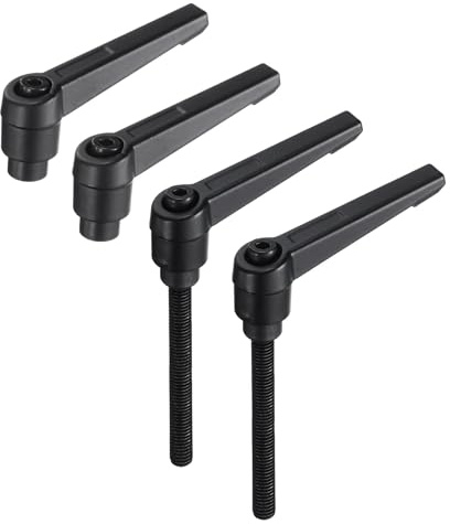 sourcing map Klemmhebel, verstellbar, metrisch, M6 x 60 mm, Außengewinde und M6 Innengewinde, Griffe, Handbolzenknöpfe, Schnellspanner, schwarz, für Drehmaschinen, 4 Stück
