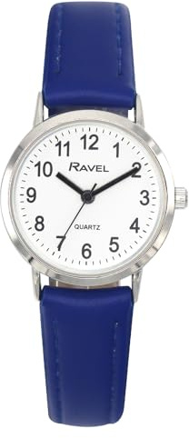 Ravel - Women's Classic Everyday Watch with Modern Numbers - Analogue Quartz - R0129.26.2 - Blue/Silver Tone/White Dial with Numbers