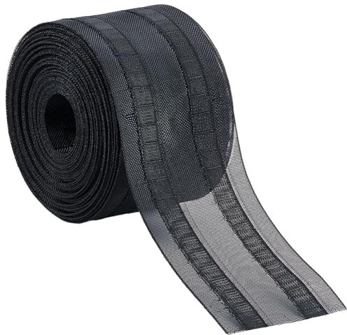 BENECREAT 10m Schwarzes Gardinenband, 75mm Gardinenfaltenband Perforiertes Gardinenzubehör für Gardinen DIY Quetschfaltenvorhang und Gardinenhaken