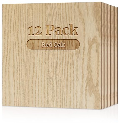 Creatorally Contreplaqué 3mm, Bois pour Gravure Laser 30x30 cm 12 Pièces, Contre Plaque pour Découpe Laser Artisanat Matériaux Vierges, Planches (Chêne Rouge)