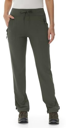 donhobo Damen Wanderhose Leichter Quick Dry Outdoorhose Stretch Trekkinghose Atmungsaktiv Wasserabweisend Funktionshose Jogginghose Armeegrün S