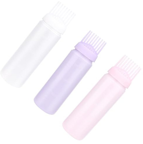 ZEPIQOR Flacon Applicateur d'huile Capillaire, 3pcs Applicateur Huile Cheveux Avec Brosse, 170ml Peigne à Racine, Flacon Applicateur et Brosse Cuir Chevelu Pour Tous Ceux Qui Aiment Colorer Leurs