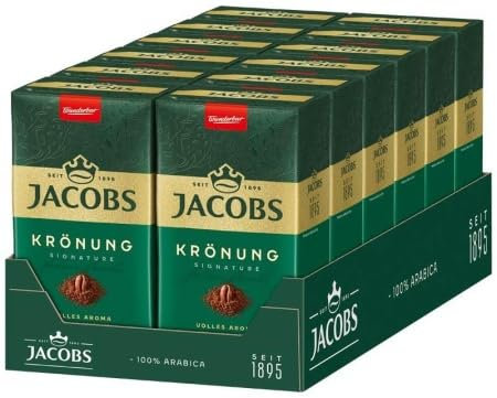 JACOBS KRONUNG Caffè Macinato Tostato, 100% Arabica, Confezione da 12 x 250 g