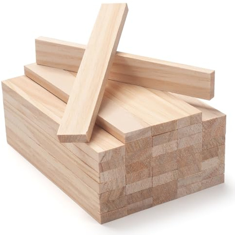 Holzleisten Holzklötzchen Holzstäbchen zum Basteln 22 x 8 x 160 mm, 40 Stück Holzlatten Holzstäb Bastelholz, Natur Unfertige Kantholz Holzstab Holzstange Hartholz Dübel für Modellbau