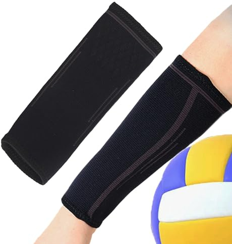 Manicotti per braccia da pallavolo, 1 paio di manicotti per avambraccio, traspiranti, per allenamento, protezione per gomiti, sportivi per bambini, adulti e giovani, Nero, L