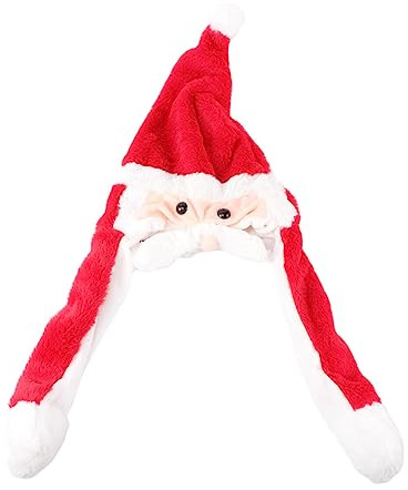 Healeved Leuchtende Weihnachtsmütze mit Beweglichen Ohren Festliche Nikolausmütze aus Unisex Party Hut für Weihnachtsfeier und Karneval Passende für Erwachsene