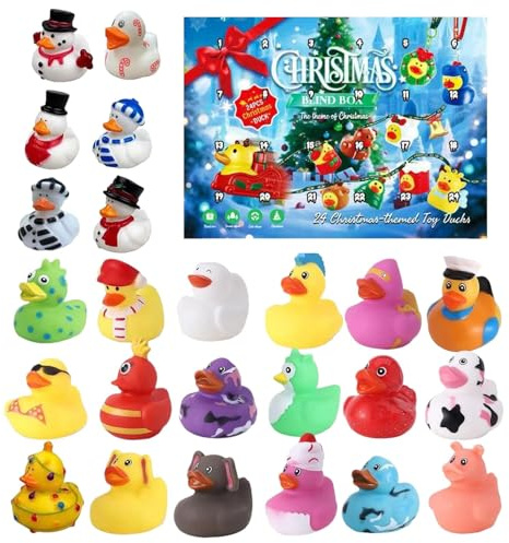 Calendari 'Avvento 2025 Con Paperelle Di Gomma, Calendario Del Conto Alla Rovescia Di Natale Con Giocattoli A Forma Di Paperella Per Bambini, Divertenti Animali Di Gomma Come Giocattolo Da Bagno