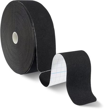 PHYTOP Kinesiology Tape Precut - 115ft (140 Strips) Bulk Roll, Latex-Free & Water-Resistant Athletic Tape - Muscle & Joint Support for Sports, Workouts (Black)