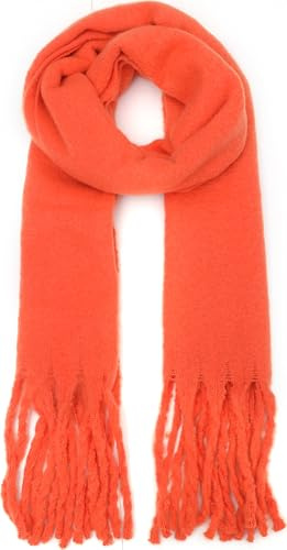 stylx Damen Web Strickschal UNI FARBEN und langen dicken FRANSEN, warmer Winter, Stola