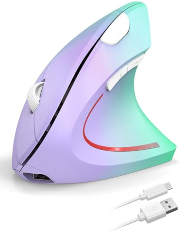 TECKNET Wiederaufladbar Ergonomische Maus Kabellos, 2.4G Optische Vertikale Maus Ergonomisch, 5 Einstellstufen bis 4800DPI, Leise Wireless Vertical Mouse mit 6 Tasten für Laptop, PC, Windows, Mac OS