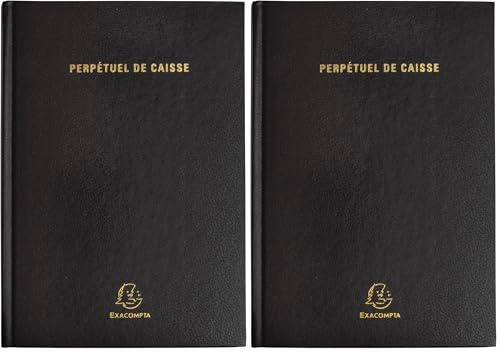 Exacompta - 38971E - Agenda bureau - 14,8 cm x 21 cm - Caisse Perpétuel Journalier - Coloris noir (Lot de 2)