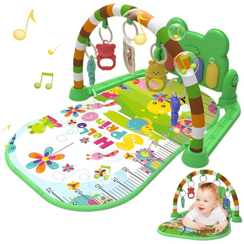 Palestra per attività per bambini, Centro attività per bambini con musica e luce Tappetino da gioco per palestra facile e sicuro con ciondolo a sonaglio Tavola regolabile rimovibile per neonati b